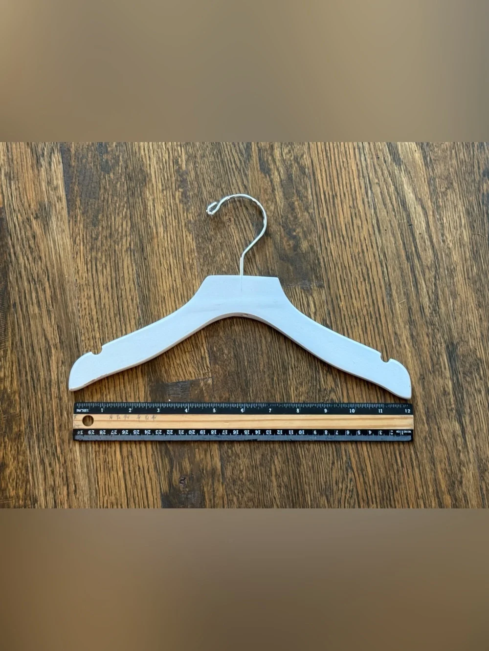 12” White Wooden Clothes Hanger 7 pieces